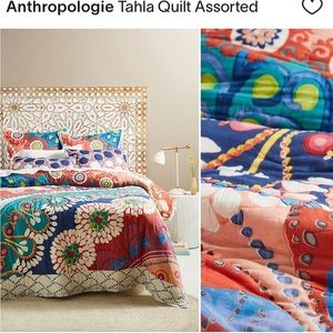 Anthropologie Talia King Quilt & 2 Euro Shams.